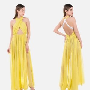 BLUMARINE Silk Chiffon Cheongsam Dress Size S Crossover Made in Italy